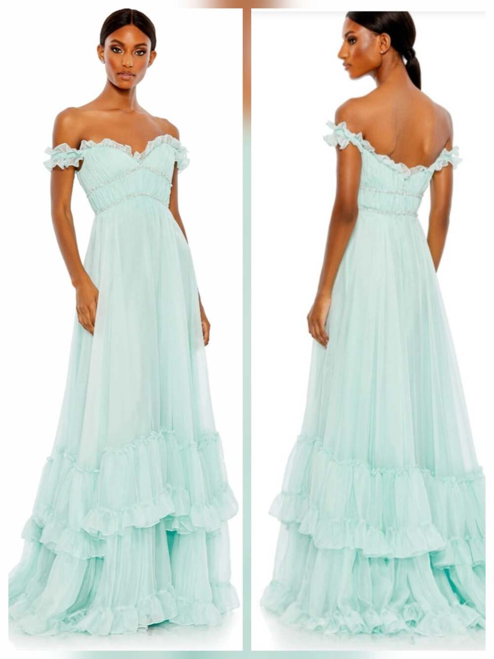 Mac Duggal - Babydoll women's dress with ruffles and capes